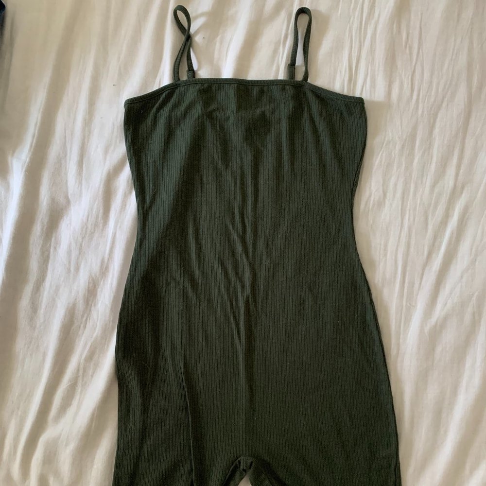 Green One Piece Short Jumpsuit